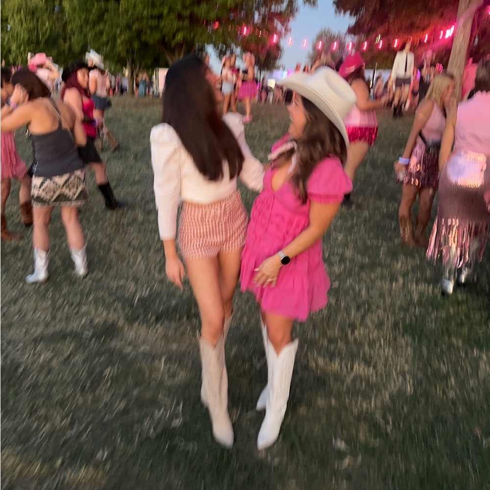 Pink frilly free people mini dress